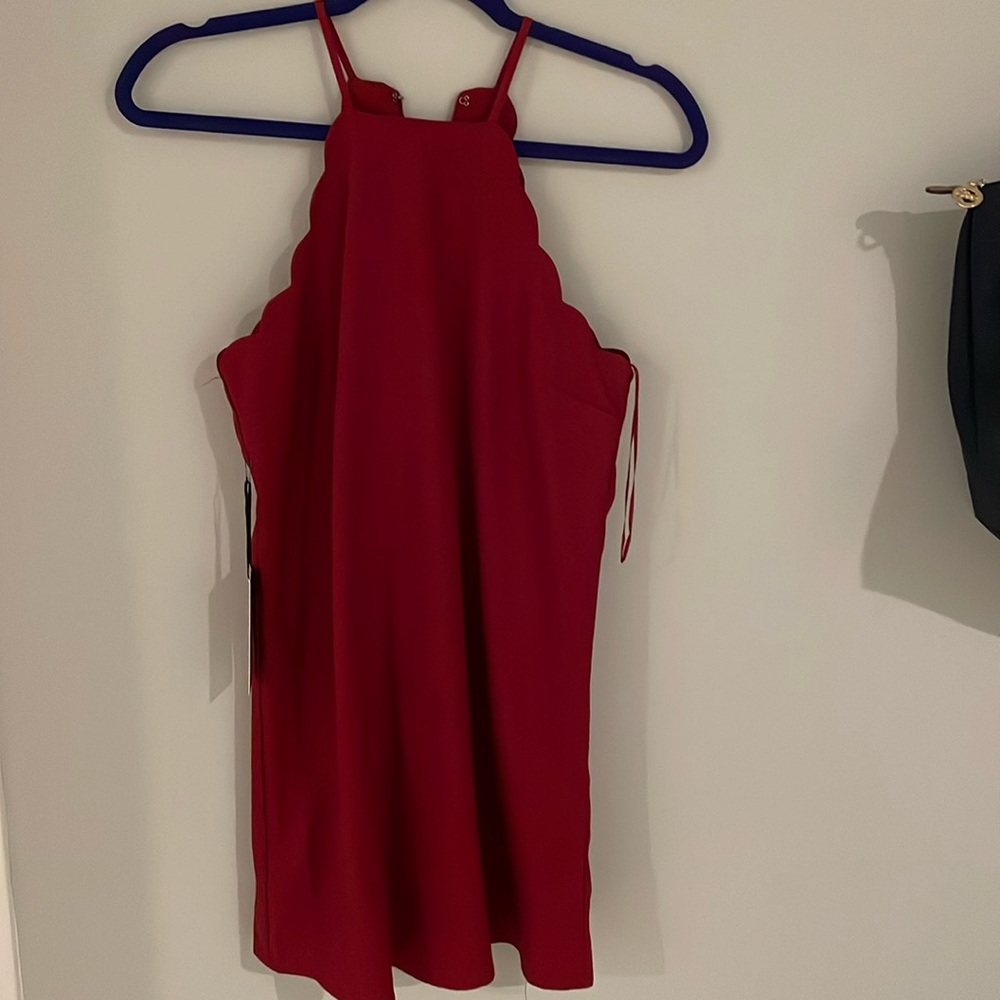 NWT Lulus red scalloped high neck mini dress, xs
